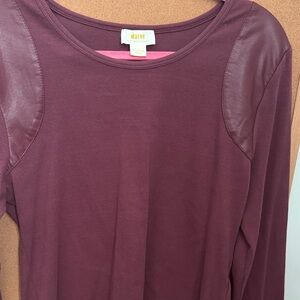 Maeve by Anthropologie Faux Leather-Inset pullover